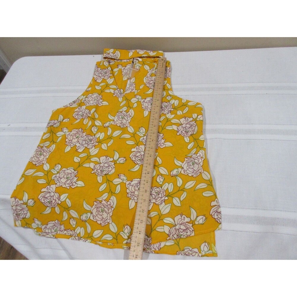 NWT DNA Couture Blouse Women Lg Yellow Floral Sleeveless - Picture 5 of 5